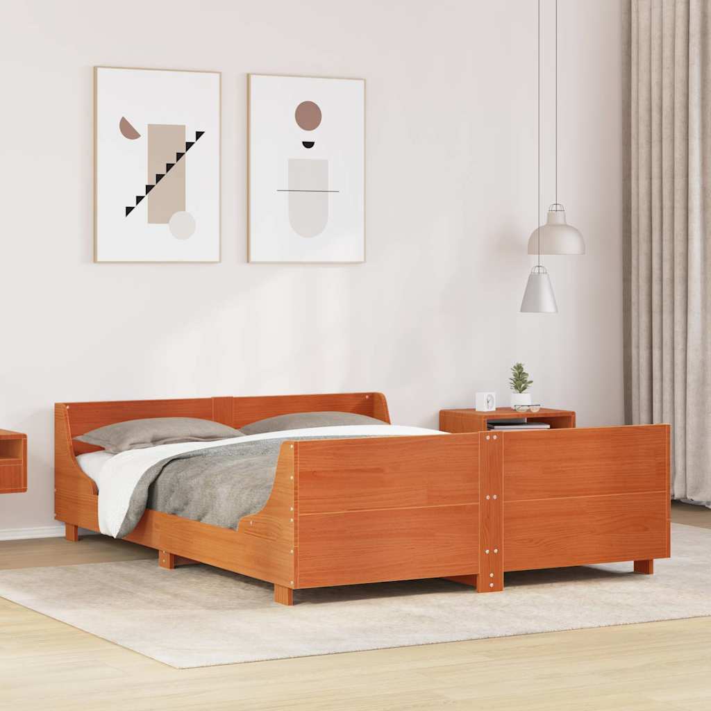 Bed Frame without Mattress Wax Brown 120x200 cm Solid Wood Pine